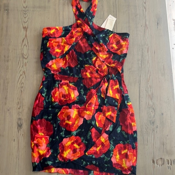 🆕 Cinq á Sept Silk Floral Trini Halter Mini Wrap Dress - Picture 4 of 12